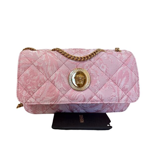 Versace Pink Quilted Shoulder Bag with Gold Chain - Picture 2 of 10